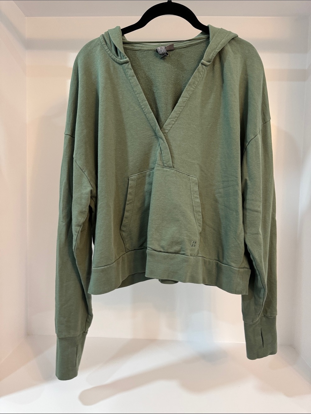 Sweaty Betty Sage Green V‑Neck Hoodie